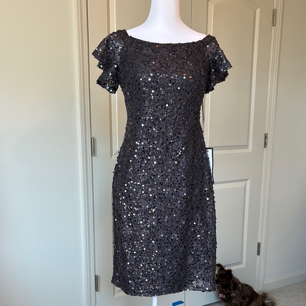 Gray/Silver Sequin Sheath Mini Dress